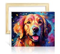 TANGFEIY Paint by Numbers Kits Golden Retrievers Kids Adults Paint by Number Kits- with Brushes and Acrylic Pigment on for Home Wall Decor Painting with Frame(30x40cm)