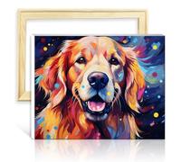TANGFEIY Paint by Numbers Kits Golden Retrievers Kids Adults Wall Decor with Brushes and Acrylic Pigment Number Painting Anti Stress Toys with Frame(30x40cm)