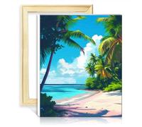 TANGFEIY Paintting Beach in Maldives DIY Oil Painting Adults with Brushes and Acrylic Pigment Number Painting Anti Stress Toys with Frame(30x40cm)