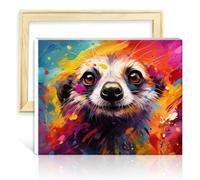 TANGFEIY Paintting Canvas Oil Painting Kit Animal Meerkats Adults Painting Kits with 3 Brushes & Acrylic Paints Home Decor Painting Gift No Frame(30x40cm)