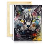 TANGFEIY Paintting Canvas Oil Painting Kit British Shorthair Painting DIY Oil Painting Kits on Canvas Arts Crafts Project for Home Wall Decor Gifts with Frame(30x40cm)