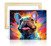 TANGFEIY Paintting Canvas Oil Painting Kit French Bulldog DIY Oil Painting Paint by Number Kit Adults with Brushes and Acrylic Pigment Crafts Project No Frame(40x50cm)