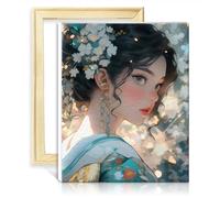 TANGFEIY Paintwork Kit for Wall Decor Flower Kimono Paint by Number Adults with Brushes and Acrylic Pigment Graffiti Lover Picture with Frame(40x50cm)