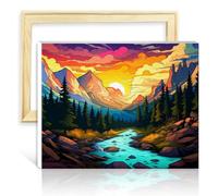 TANGFEIY Paintwork Kit for Wall Decor Rocky Mountain National Park Paint by Number Adults with Brushes and Acrylic Pigment Number Painting Art with Frame(30x40cm)