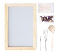 TANGHSE 6 Pack Paper Making Kit, 12x18cm Pine Wood Paper Making Frame Wooden PaperMaking Mold Frame, Dried Flowers, Spoon Stirrer and Tweezers for DIY Dried Flowers Papers Craft (6PCS)