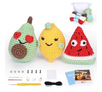 TANGHSE Crochet Kits for Beginners - 3Pcs Fruit Stitch Stuff for Adults Kids Crochet Starter Kit Beginners Crochet Kit Crochet Accessories Crochet Gifts for Crochet Lovers, Tutorial Included