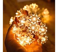 TANGHSE Fairy Lights, 10M 80Pcs LED Lotus Flower String Lights Battery Powered Decorative Lighting for Christmas Valentine Wedding Birthday Indoor Outdoor Use, Warm White (Battery not Included)