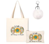 TANGHSE Spiritual Gifts for Women, 2 Pack Practical Christian Gifts Canvas Tote Bags & Makeup Bag, Religious Gifts for Ladies Girls Church & Daily Use