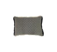Tangier Woven Geometric Fringed Cushion Paoletti Black 40cm x 60cm