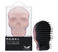Tangle Angel Hair Brush Detangler - Anti Static Smoothing Extension Brush for Fine, Thick, & Curly Hair - Rebel Skull Shaped Detangling Hairbrush for Styling, Shower & Blow Drying - Pink Chrome