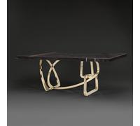 Tangle Dining Table - Boxed Edge - Marble with Stainless Steel Pedestal Base - Variation Available