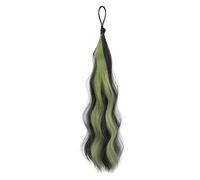 Tangle-free Ponytail Extension Natural Color 50cm Long Curly with Hair Tie Looking Wrap Around Colorful Highlighted Synthetic Hairpiece Heat Resistant E
