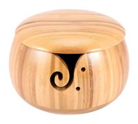 Tangle-Free Wooden Yarn Bowl with Lid, Hole, Large 6.3 X 3.15 in, Smooth Yarn Flow