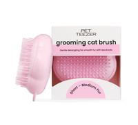 Tangle Teezer Pet Teezer Cat Brush - For Kittens & Cats with Short to Medium Hair - Two-Tiered Grooming Brush for Cats Adds Smoothness & Shine - Pink
