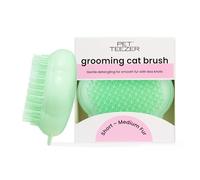Tangle Teezer Pet Teezer Cat Grooming Brush | For Kittens & Cats with Short to Medium Hair | Two-Tiered Pet Grooming Brush for Cats | Adds Smoothness & Shine | Green