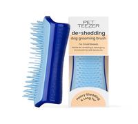 Tangle Teezer Pet Teezer Small De-Shedding Grooming Brush | De-shedding Brush for Dogs | Heavy Shedding, Double Coated Long Fur | Wet or Dry Fur | Ergonomic & Easy Clean | Navy/Sky Blue