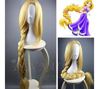 Tangled Rapunzel 120cm Long Light Golden Braid Styled Central Part Synthetic Hair Party Cosplay Full Wigs+Wig Cap