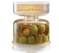 TANGLI Small Dry Wet Separation Pickle Jar with Strainer, Acrylic Leakproof Flip Top Kimchi Hourglass Container for Canned Fruit, Kitchen Tool