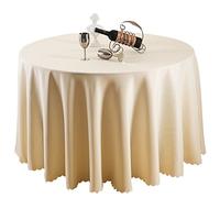 TANGMEN Pure Colour Table Cloths Ornaments Round Tablecloth Hotel Tablecloth Conference Table Cloth Beige Round: 160 cm