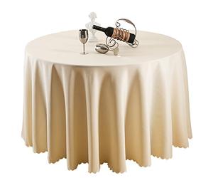 TANGMEN Pure Colour Table Cloths Ornaments Round Tablecloth Hotel Tablecloth Conference Table Cloth Beige Round: 160 cm