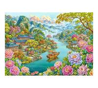 TangMosaic Puzzles for Adults 1000 Pieces, Jigsaw Puzzle for Adults, Fun Challenging Puzzle, Misty Rain in Jiangnan Puzzles Game, Interlock Perfectly No Dust, Gifts for Father's Mother’s Day
