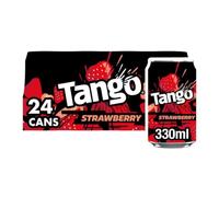 Tango Strawberry Original | 330ml Can | 24 Pack | Fizzy strawberry soft drink with a sweet and juicy fruit flavour