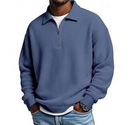 TangoDS Men's Casual Work Waffle Texture Quarter Zip Polo Shirts Relaxed Fit Long Sleeve Sweatshirt Pullover Tops for Autumn/Winter