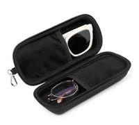 Tangoner Double Eyeglasses Case Hard Shell Dual Sunglasses Organizer with Zipper Closure Travel Eyewear Storage for Vehicle holds 2 Pairs of Glasses, Black, Black, Default