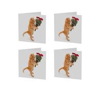 Tangoo Scented Greeting Cards - Kitten with Roses - Four Greeting Cards with Envelopes Blank for Your Own Message Size 15.5 x 15.5 cm