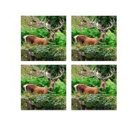 Tangoo Scented Greeting Cards - Red Deer in Forest - Four Greeting Cards with Envelopes Blank for Your Own Message Size 15.5 x 15.5 cm