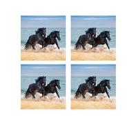 Tangoo Scented Greeting Cards - Shire Horses on Beach - Four Greeting Cards with Envelopes Blank for Your Own Message Size 15.5 x 15.5 cm