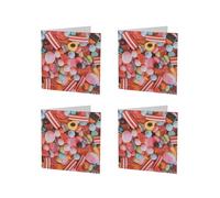 Tangoo Scented Greeting Cards - Sweets - Four Greeting Cards with Envelopes Blank for Your Own Message Size 15.5 x 15.5 cm