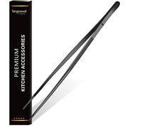 Tangoowal 12-Inch Black Kitchen Fine Cooking Tweezers Tongs,Stainless Steel Long Food Tweezers Tongs