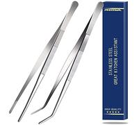 Tangoowal 12 Inch Stainless Steel Tongs with precision serrated tips for surgical & sea food,Heavy Duty Tongs for Cooking Crafting Repairing