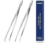 Tangoowal 2 Pieces 12 Inch Fine Long Tweezers for Cooking, Stainless Steel Kitchen and Cooking Tweezers