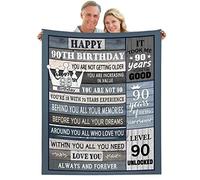 Tangopi 90th Birthday Gifts for Women Men, Happy 90th Birthday Blanket 50 * 60, 90 Years Old Gifts Ideal for Him Her, 1933 Birthday Gift for Parents Friends 90th Blanket Decorations