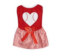 Tangpan Bow-Knot Heart Christmas Pet Skirt Stripes Dog Santa Dress Puppy Party Outfit Apparel Cat Costume (Red,XS)