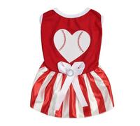 Tangpan Bow-Knot Heart Christmas Pet Skirt Stripes Dog Santa Dress Puppy Party Outfit Apparel Cat Costume (White,L)
