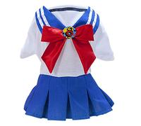 Tangpan Bow-Knot Student Cosplay Pet Costume Dog Skirt Camp Dress(Blue,XS)