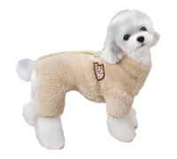 Tangpan Dog Fuzzy Velvet Pajamas, Plush Onesie Soft Dog Winter Clothes for Small Dogs, Pet Puppy Jumpsuit, Doggy Apparel Brown Large