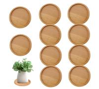 TANGPINGMAO Plant Pot Saucers 10PCS 3.5 Inch Round Bamboo Plant Saucer Pot Tray Small Flower Drip Trays for Indoors Table Desk Outdoor Garden Decorations Large Saucers