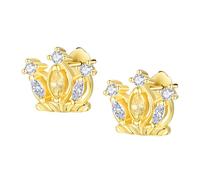TANGPOET 24K Gold Plated Crown Earrings 925 Sterling Silver Enchanted Earrings for Women, Great Gift for Her