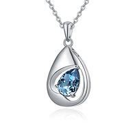 TANGPOET Ashes Necklace 925 Sterling Silver Urn Necklace for Ashes Crystal Memorial Cremation Jewellery for Ashes Keepsake Pendant for Mum Dad Women Men Pet with Funnel Filler Kit