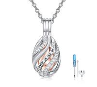 TANGPOET Ashes Necklace 925 Sterling Silver Urn Necklace for Ashes Memorial Cremation Jewellery Rose Gold Ashes Keepsake Pendant Necklace for Mum Dad Women Men Pet with Funnel Filler Kit