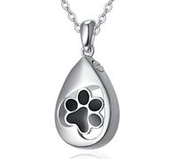 TANGPOET Ashes Necklace 925 Sterling Silver Urn Necklace for Ashes Paw Print Memorial Cremation Jewellery for Ashes Keepsake Pendant for Mum Dad Women Men Pet with Funnel Filler Kit