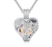 TANGPOET Ashes Necklace 925 Sterling Silver Urn Necklace for Ashes Pendant Heart Memorial Cremation Jewellery for Ashes Keepsake Ash Jewellery for Women Men Pet with Funnel Filler Kit