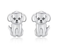 TANGPOET Bichon Frise Dog Earrings for Women Girls Sterling Silver Small Cartoon Dog Studs Puppy Jewellery for Dog Mom Pet Lovers Gifts on Mother's Day Christmas Valentines