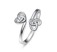 TANGPOET Celtic Knot Heart Ring 925 Sterling Silver Thumb Ring for Women Love Open Adjustable Ring Jewelry Gift for Women Girls Wedding Birthday Gifts