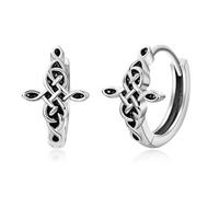 TANGPOET Celtic Knot Hoop Earrings 925 Sterling Silver White Gold Hinged Earrings, Small Hypoallergenic Huggie Earring, Jewellery Gifts for Women Ladies Girls