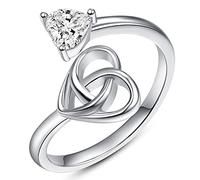 TANGPOET Celtic Knot Ring 925 Sterling Silver Heart Thumb Ring Adjustable Open Rings Valentines Day Jewellery Gifts for Her Girls Girlfriend Ladies Mother